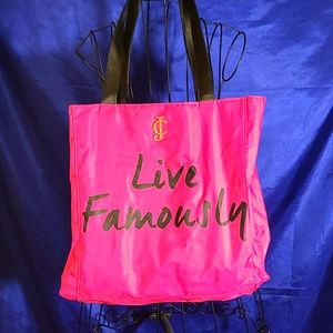 Juicy Couture "Live Famously" Hot Pink/Black Tote